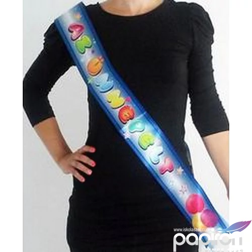 Party vállszalag Színes lufis Az Ünnepelt! feliratos kék parti szalag (1db/csomag) Happy Birthday