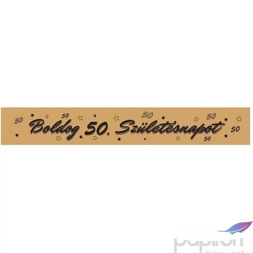 Party vállszalag szülinapra arany színű, Boldog Születésnapot felirattal, 50-es, számos
