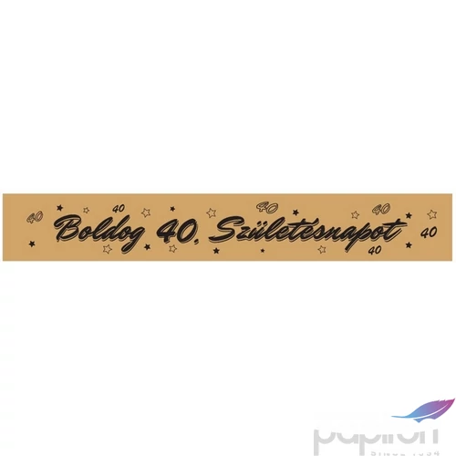 Party vállszalag szülinapra arany színű, Boldog Születésnapot felirattal, 40-es, számos