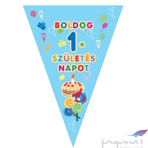 Party zászló fűzér évszámos 1.születésnapra, kék