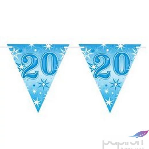 Party banner Szülinapi 20 Happy Birthday - Blue Sparkle -20- Kék Parti Zászlófűzér 360cm