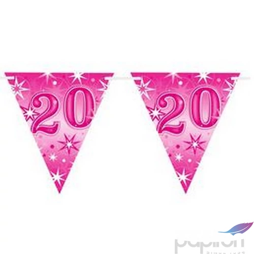 Party banner Szülinapi 20 Happy Birthday - Pink Sparkle -20- Rózsaszín Parti Zászlófűzér 360cm