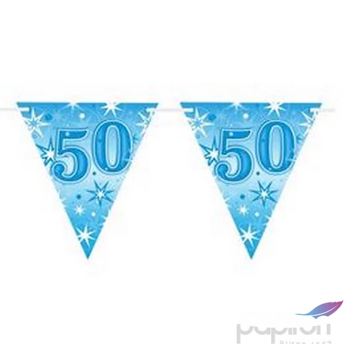 Party banner Szülinapi 50 Happy Birthday - Blue Sparkle -50- Kék Parti Zászlófűzér 360cm