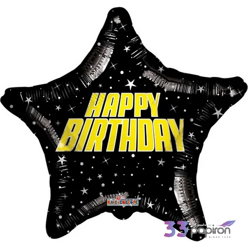 Partylufi fólia ECO Happy Birthday csillag hologramos 45 cm 
