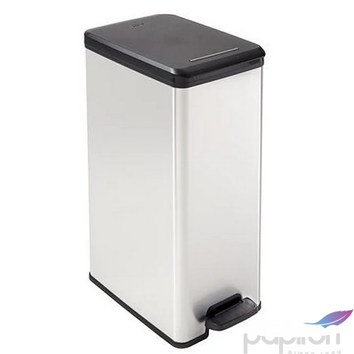 Pedálos szemetes 40 CURVER Slim Bin fekete-ezüst