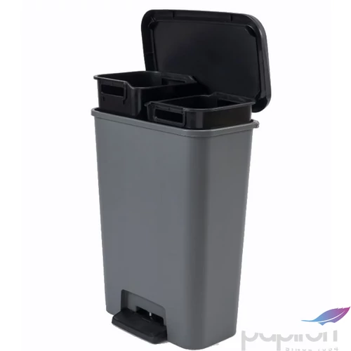Pedálos szemetes téglalap alakú 2x23 CURVER Compatta Duo sötétszürke