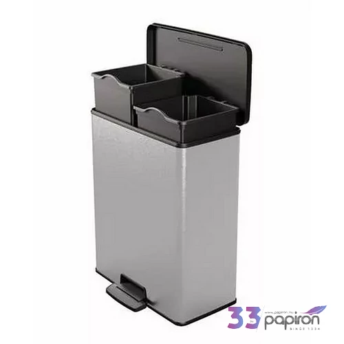 Pedálos szemetes újrahasznosított műanyag kivehető vödörre 2x26  CURVER  Deco bin duo