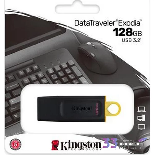 Pendrive 128GB Kingston USB 3.2, DataTravel Exodia fekete-sárga