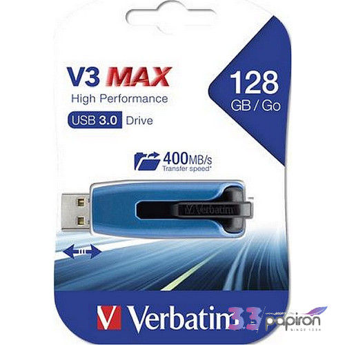 Pendrive 128GB USB 3.0 175/80 MB/sec V3 MAX kék-fekete VERBATIM