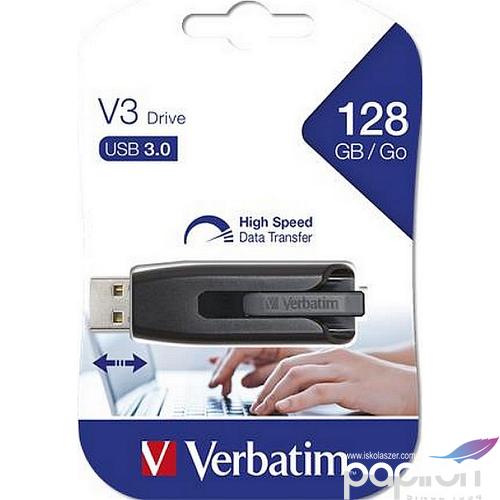 Pendrive 128GB USB 3.0 80/25 MB/sec V3 fekete-szürke VERBATIM