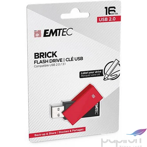 Pendrive 16GB USB 2.0 EMTEC C350 Brick piros