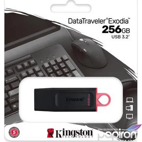Pendrive 256GB Kingston USB 3.2, DataTravel Exodia fekete-rózsaszín