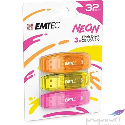 Pendrive 32GB 3db USB 2.0 EMTEC C410 narancs citromsárga rózsaszín