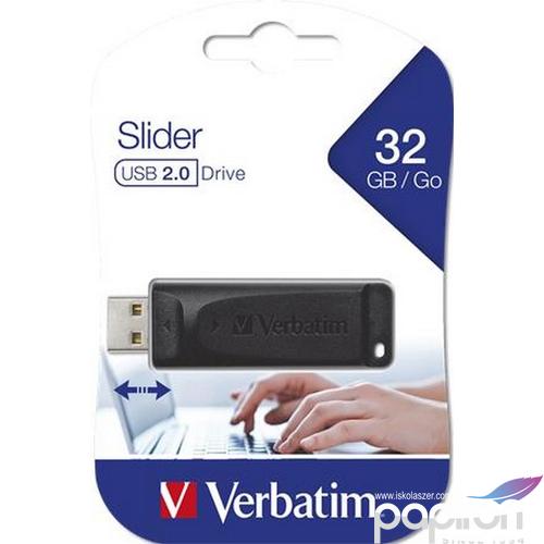 Pendrive 32GB USB 2.0 VERBATIM Slider fekete UV32GSF