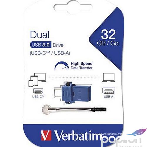 Pendrive 32GB USB 3.0+USB-C adapter VERBATIM DUAL UV32DC