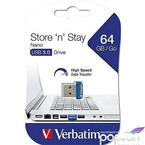 Pendrive 64GB USB 3.0, 80/25MB/sec VERBATIM NANO STORE ´N´ STAY