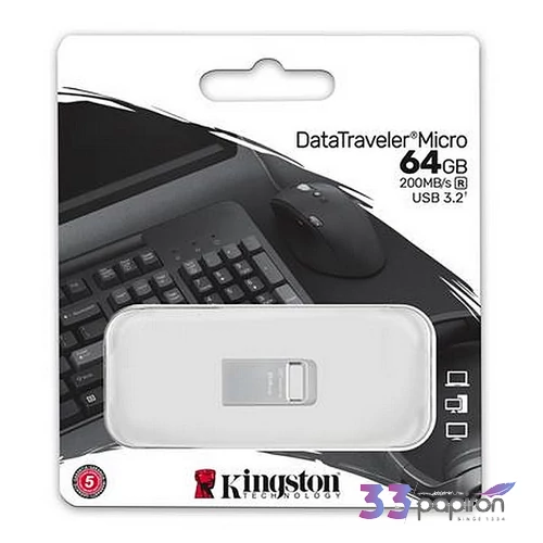 Pendrive 64GB USB 45718 200MB fém KINGSTON DT Micro Gen2