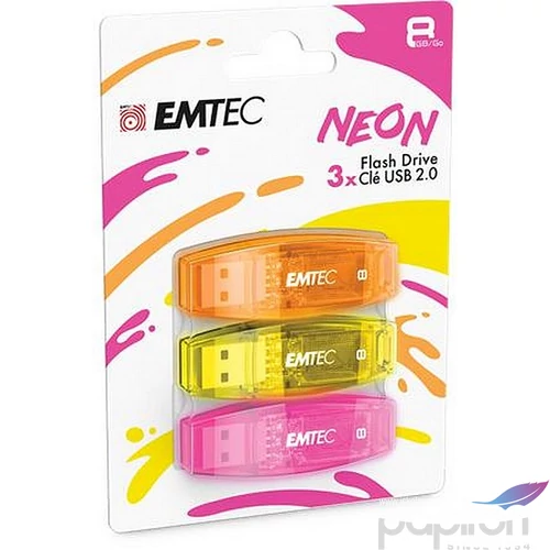 Pendrive 8GB 3db USB 2.0 EMTEC C410 narancs citromsárga rózsaszín