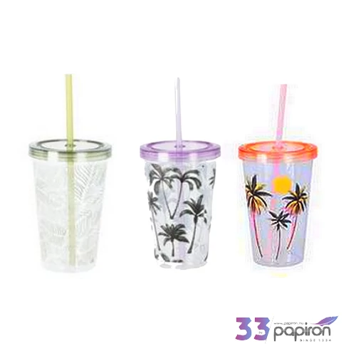 Pohár kulacs szívószállal 600ml 3féle '25