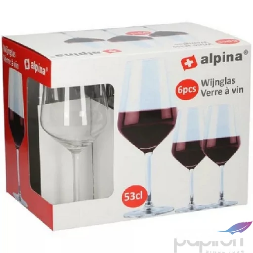 Pohár üveg boros 53cl, 6db-os, Alpina
