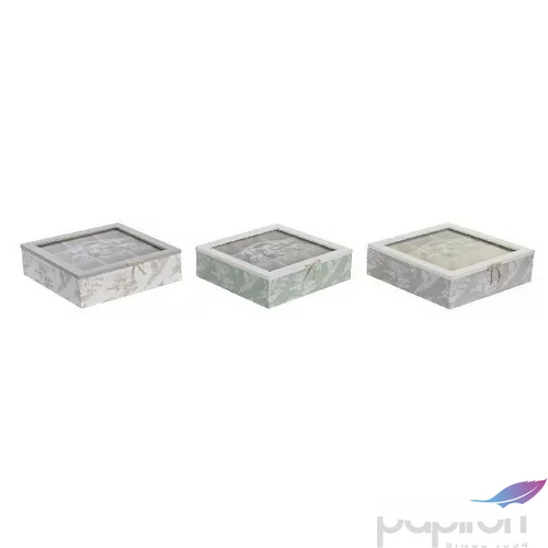 Teafilter tartó fa/üveg 24,5x24,5x6cm, 3 féle szín