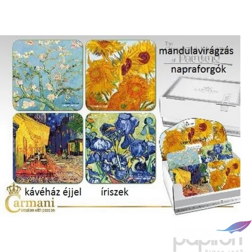 Poháralátét parafa 10x10cm, Van Gogh: Napraforgók