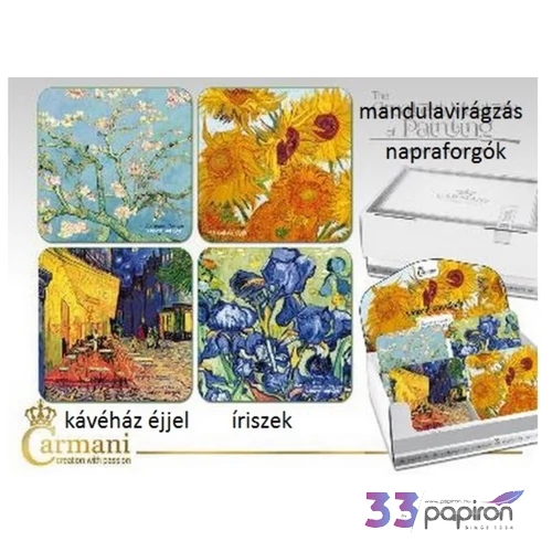 Poháralátét parafa 10x10cm, Van Gogh:Kávéház éjjel