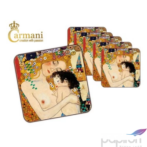 Poháralátét parafa 10x10cm, "Klimt: Anya gyermekével