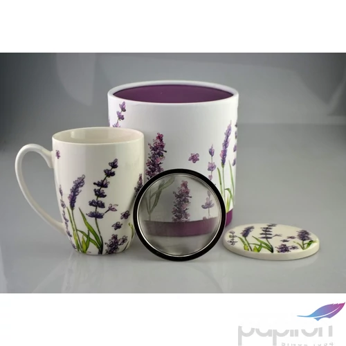 Bögre porcelán szűrős levendulás