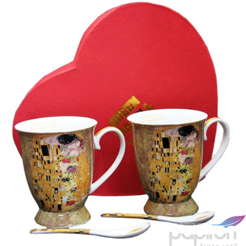 Bögre Porcelán +kanál szett 2,5dl Klimt: Adele Kiss 2db-os dobozban