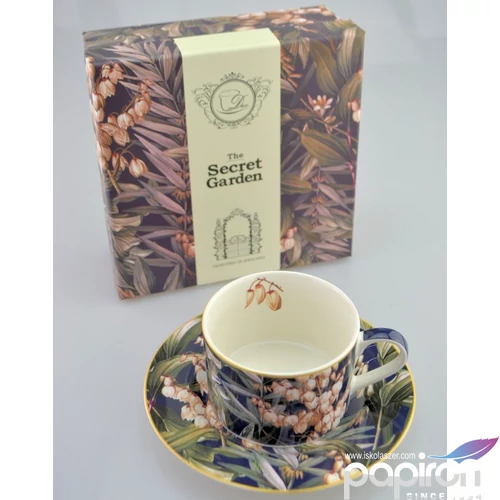 Porcelán csésze 250ml Yucca mintás csésze+alj 9x6cm-es díszdobozos finom Porcelán