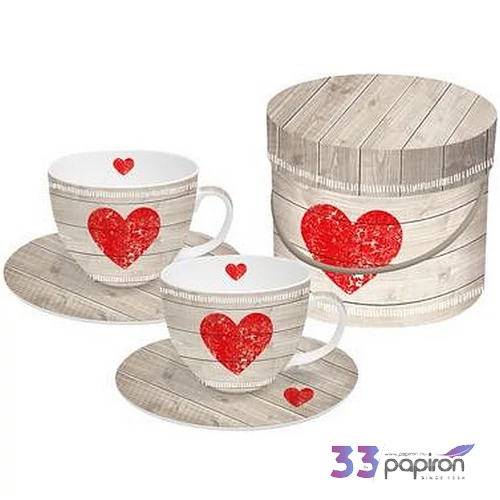 Porcelán csésze szett 2db 0, 2l-es csésze, karácsonyi mintás Heart of Wood porcelán