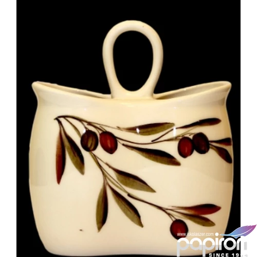 Fakanáltartó Porcelán 17x9,5x20cm olajbogyós kézzel festett