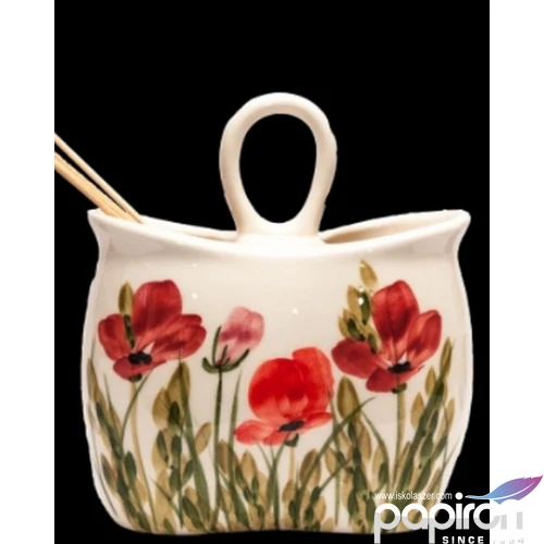 Fakanáltartó Porcelán 17x9,5x20cm pipacs kézzel festett