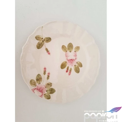 Tányér lapos Porcelán  rózsás 28,5x1,8cm virágos bordó lapostányér kézzel festett