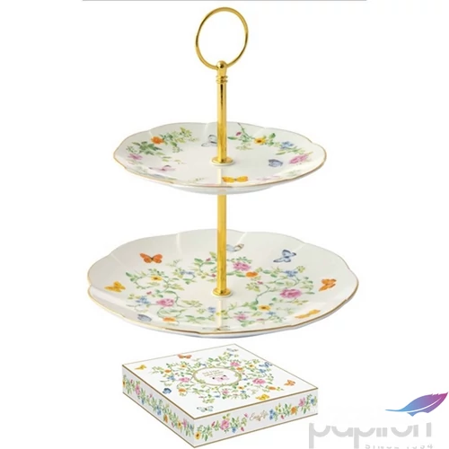 Porcelán süteményes állvány 2 emletes 16/21cm Dancig Butterflies dobozban