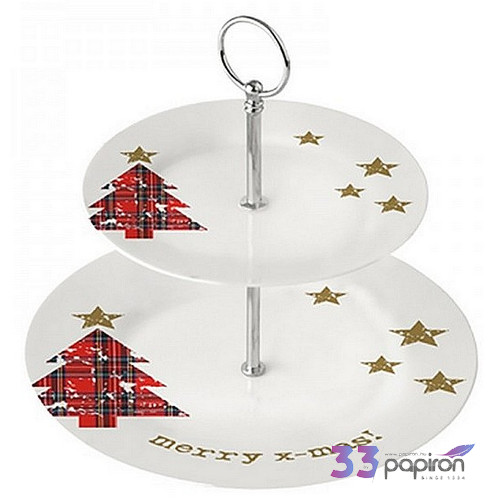 Porcelán süteményes állvány D27xH25cm Tartan Tree porcelán