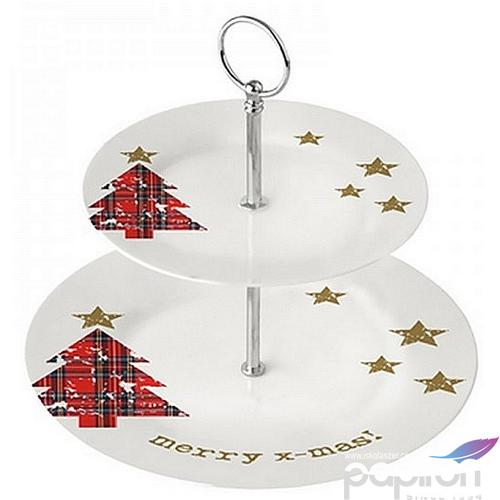 Porcelán süteményes állvány D27xH25cm Tartan Tree porcelán