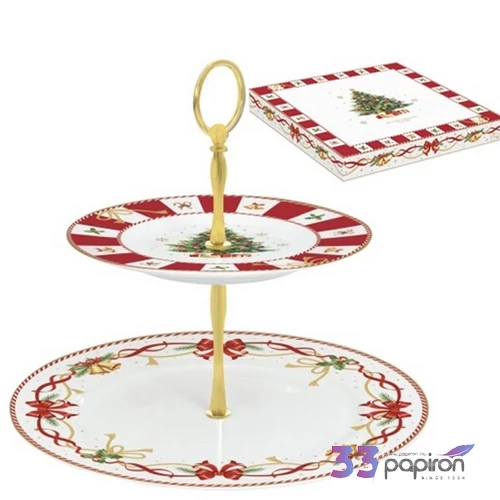 Porcelán süteménykínáló 4 emeletes, 16/27cm Christmas Tale