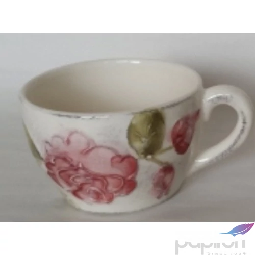 Csésze teás Porcelán virágos 3dl bordó rózsás domború mintás
