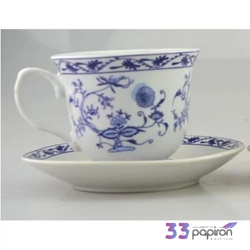 Porcelán teáscsész + alj Kék 8, 1x13, 7cm