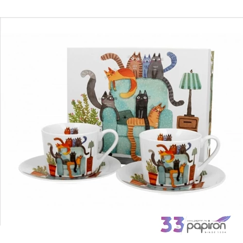 Porcelán csésze +alj 230 ml 2 személyes dobozban 6911