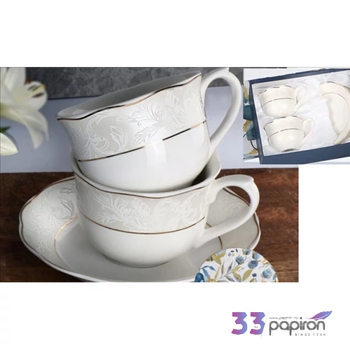 Porceláncsésze+alj 220ml Sarah 6 személyes, dobozban