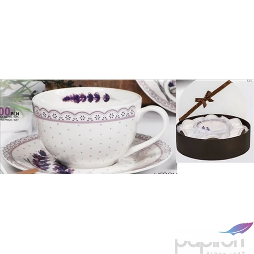 Porceláncsésze+alj 250ml Lavender 6 személyes, dobozban