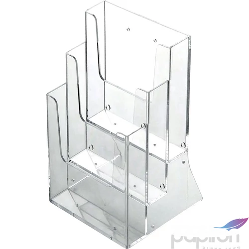 Prospektustartó 3XA4 asztali áttetsző színtelen 4330X, 214x33x253mm 3 zsebes prospektustartók