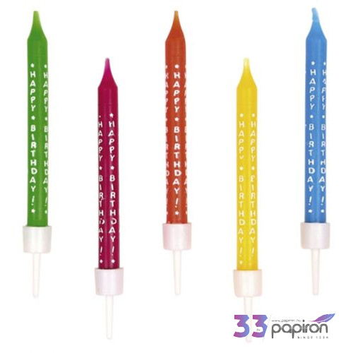 Party gyertya Happy Birthday 10db vegyes színek R550333