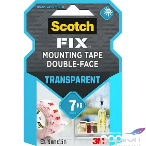 Ragasztószalag 3M Scotch áttetsző, kétoldalas, 19 mm x 1,5 m Transparent