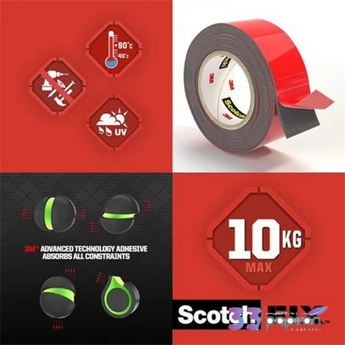 Ragasztószalag 3M Scotch kétoldalas,extra erős,kültéri,19mmx1,5 m Extreme Exterior