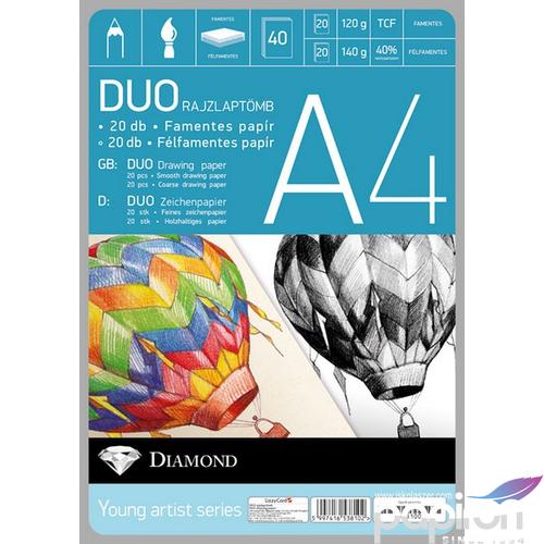Rajzlaptömb A4 Duo Diamond 20db famentes+20db félfamentes papír Lizzy kollekció iskolai rajzlap