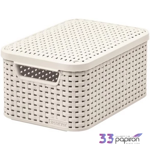 Rattan hatású kosár tetőve 6l törtfehér CURVER Style S